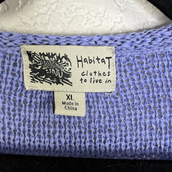 Habitat Tunic Sweater XL Open Knit 3/4 Sleeve Artsy Lagenlook Periwinkle - Picture 3 of 5